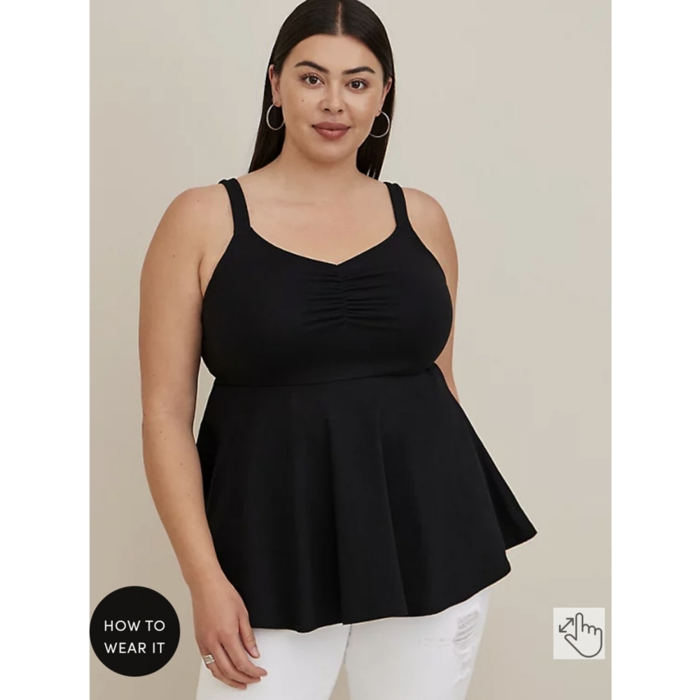 Torrid Foxy Cinched Front Peplum Top